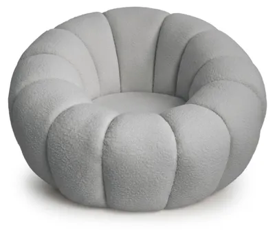 Image de MENZZO Fauteuil tournant design coquillage Arielina Tissu bouclette Gris