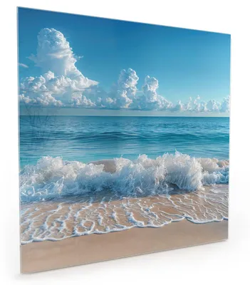 Produktbild von Küchenrückwand Spritzschutz Glas mit Motiv Meereswellen 40 x 40 cm