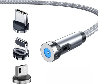 Produktbild von 540-Grad rotierende Magnetkabel Schnellladegerät Kompatibel für Ios / Android Type-c Silber