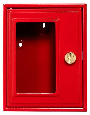 Produktbild von Notschlüsselbox mit Hammer, 1 Haken, Stahlblech, Verkehrsrot (RAL 3020)