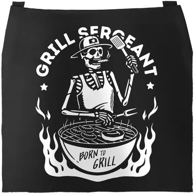 Produktbild von Grill-Schürze mit Spruch Grillseargent Born to Grill-Geschenke Männer Skelett Moonworks® schwarz unisize