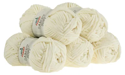 500g Strickgarn Samet Soft Chenille cremeweiß