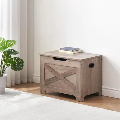 Produktbild von Schuhbank mit Stauraum 60 cm, Sitzbank mit Polsterung, Hellbraun