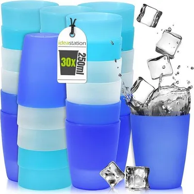 Imagen del producto de Vasos de plástico para fiestas, 250 ml, de colores, duraderos e irrompibles, ideales para niños