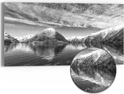 Produktbild von DEQORI Hybrid Leinwand Bild 60x30 cm 'Reflexionsstille' Wandbild Glas flach modern