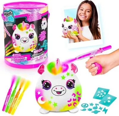 Imagen del producto de Canal Toys, Airbrush Plush Neon Squish Pals, lata de pintura suave, kit de pintura para niños, a partir de 6 años, multicolor