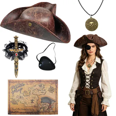 Piratenhut-Set, 5-teilig, Kostümzubehör für Erwachsene, Halloween
