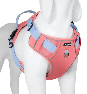 Produktbild von Leichtes Hundegeschirr ohne Zug, atmungsaktive Weste mit Netzfutter, verstellbar, Koralle M