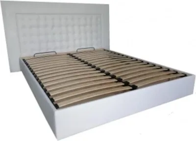 Produktbild von Casa Padrino Chesterfield Bett Weiß - Schlafzimmer Echtleder Möbel