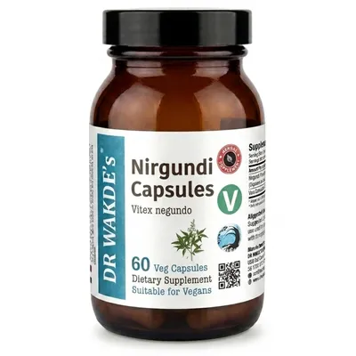 Produktbild von DR WAKDE'S Nirgundi Kapseln (Vitex negundo) | 60 Vegi Caps | Ayurveda-Supplement | Vegan | 100% Kräuter | Mengenrabatte | Am selben Tag Versand