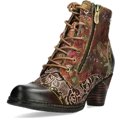Produktbild von Laura Vita Damen Stiefelette Leder Blumenmuster und Reißverschluss Alcizeeo 12, Größe:38 EU, Farbe:Mehrfarbig