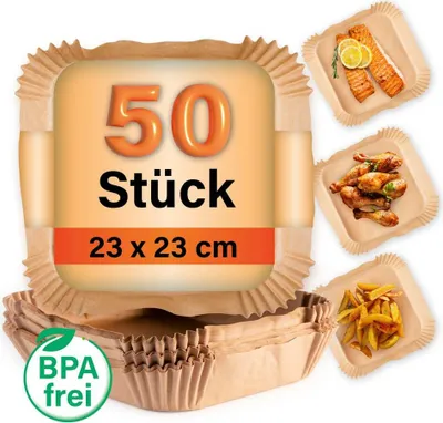 Produktbild von GOURMETmaxx Backpapierschalen für Heißluftfritteusen (5–8 l) - 50 Stück