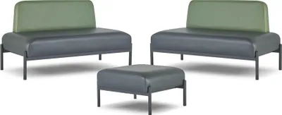 Produktbild von Sofas Sitzmöbel 2-SItzer Hocker Schwarz Grün Couch Leder Edelstahl Holz
