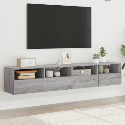 Imagen del producto de Maison Exclusive: 2 armarios de pared para televisión, color gris Sonoma, 80x30x30 cm, fabricados en material de madera