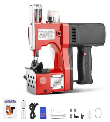 Produktbild von Elektrische Beutel-Nähmaschine - Tragbarer industrieller Sackverschließer - Steppstich - 190 W AC 220V - Für Säcke und Beutel - Rot