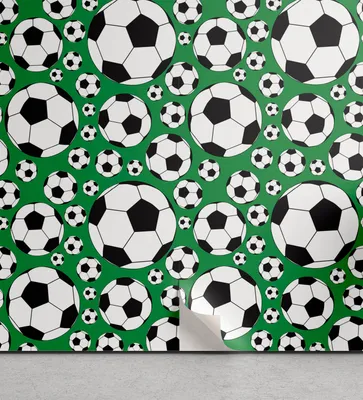 Produktbild von ABAKUHAUS Fußball abziehbare & klebbare Tapete für Zuhause, Beliebte Sport-Motiv, selbstklebendes Wohnzimmer Küchenakzent, 33 cm x 90 cm, Grün Schwarz Weiß