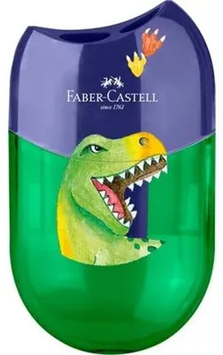 Strúhadlo, displej, dvojdierové, so zásobníkom, FABER-CASTELL, dinosaurus