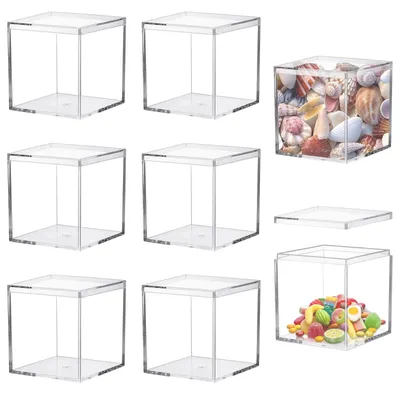 Produktbild von 8 Acrylboxen mit Deckel, 6,5 x 6,5 x 6,5 cm, transparente Acrylboxen, Präsentationsboxen, Aufbewahrungsboxen mit Deckel, transparente Geschenkboxen für Schmuck, Aufbewahrungsboxen