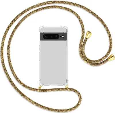 Produktbild von Handykette Backcover-Schutzhülle mit Band (Metall goldfarben) für Google Pixel 7 Pro - braun+beige