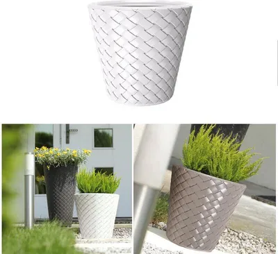 Produktbild von Blumentopf MATUBA, Kunststoff, Rattan Stil, Weiß, 35x32 cm