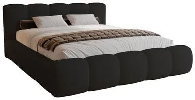 Produktbild von Polsterbett 160x200 cm Ravello - Bettkasten, Lattenrost, Dicker Schaum - Doppelbett, Bouclé Schwarz