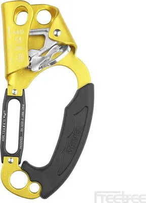 A close-up studio shot of a climbing ascender.