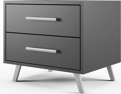 Productafbeelding van Furniture24 Nachtkastje Bali, nachttafel, nachtkastje met 2 lades, grafietkleur