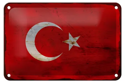 Produktbild von Blechschild Flagge Türkei 18x12cm Flag of Turkey Rost Dekoration