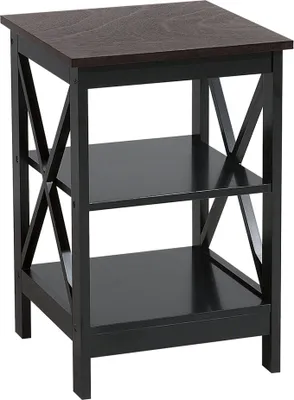 Produktbild von BELIANI Beistelltisch Schwarz 40 x 40 cm MDF Tischplatte Matt Lackierte Tischgestell X förmige Seitenstreben Quadratisch Modern
