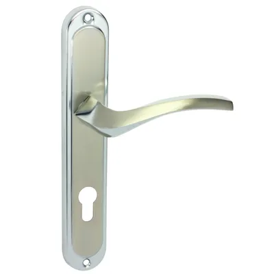 Produktbild von DOMINO Türgriff 72 Drückergarnitur PZ - Profilzylinder Set| für Zimmertür, Bürotür, Kellertür & Innentür | Aluminium |Chrom Nickel | ENIGMA M6/M9 PZ72