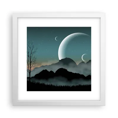 Produktbild von Gerahmtes Poster - Weißer Rahmen - Himmel Nacht Illustration - 30x30 cm - Wand Bild - Wanddeko - Wandbilder - Kunstposter - Wandposter - Bilderrahmen - Bilder - Kunstdruck - Wandbild - P2WAC30x30-4143