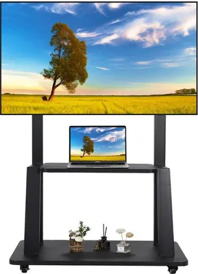 Produktbild von Unyqoos Mobile TV-Ständer mit Rollen für 32-75 Zoll Fernseher und zusätzlichem Stauraum