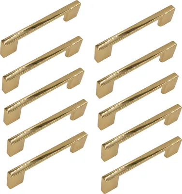 Immagine prodotto di Elegante maniglia per mobili Svelto 96 mm in cromo oro, set di 10 in alluminio di alta qualità per cassetti ed armadi