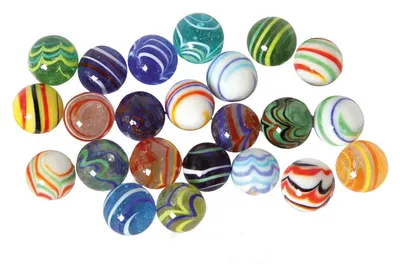 Image de Elzusha - Billes décoratives en verre, mélange rayé, 20 mm - Lot de 24 pièces