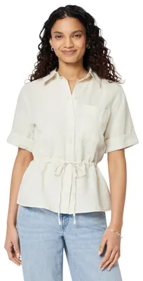 Productafbeelding van A. Essentials: Oversized dameshemd van linnenmix met wijde mouwen en