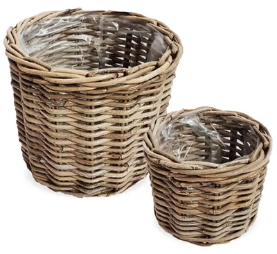 Produktbild von Pflanzschalen 2er Set in Ø 40 x 36 cm & Ø 50 x 46 cm aus Rattan