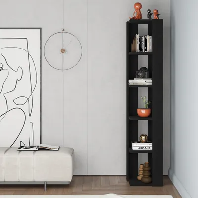 Zdjęcie produktu dla Regał narożny DECORTIE Nati, czarny 34 x 34 x 161 cm