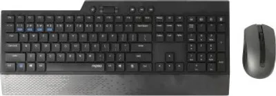 Produktbild von Rapoo 8200T, Verkabelt & Kabellos, RF Wireless + Bluetooth, QWERTY, Schwarz, Maus enthalten