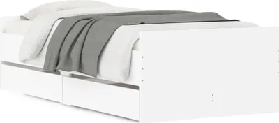 Image de vidaXL Cadre de lit avec tiroirs blanc 90x200 cm