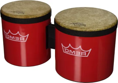 Productafbeelding van Bongo set - Handtrommels - Muziek maken - Voorgestemde trommels - -inch - Rood