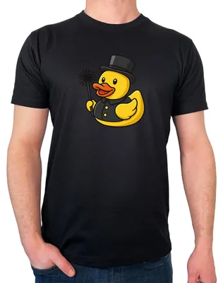 Produktbild von Huuraa Herren T-Shirt Quietscheente Schornsteinfeger Gummiente Kaminfeger L Black Baumwolle Fairtrade Herrenshirt Geschenkidee
