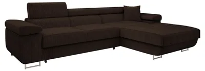 Produktbild von MIRJAN24 Ecksofa Torezio Mini Cord, Stilvoll Eckcouch mit Bettkasten und Schlaffunktion, Einstellbare Kopfstützen, 280x170x70-90 cm (Farbe: Poso 06, Seite: Rechts)