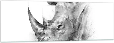 Produktbild von Bilder auf glas - Einteilig - Nashorn Porträt Grafik - 160x50cm - Glasbilder - Wandbilder - Bilder - zum Aufhängen bereit - Wanddekoration aus Glas - Glas Bilder - Wandbild auf Glas - GAB160x50-4378