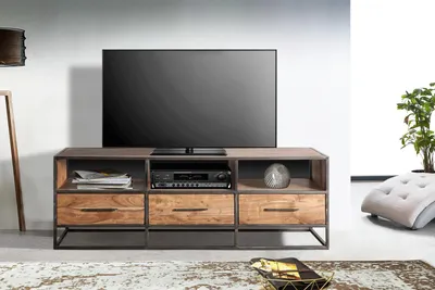 Produktbild von Lowboard TV-Schrank 175 x 60 x 40 cm Akazienholz stonefarben OKLAHOMA