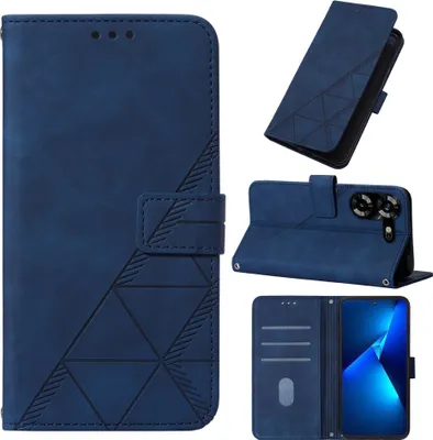 Produktbild von Hülle für Tecno Pova 5 LH7N Prägung Flip Leder Kartenfächer Schutzhülle mit Ständer Blau