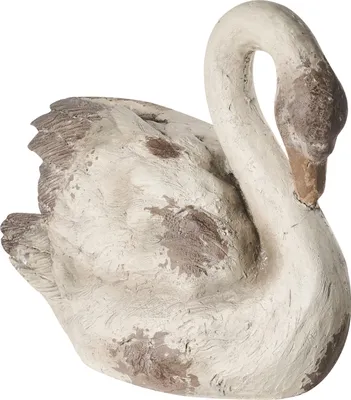 Produktbild von BELIANI Gartenfigur Beige MgO 37 cm Hoch Antik-Optik Schwanenform Indoor & Outdoor Dekofigur Skulptur Gartendeko Schwanfigur Deko-Schwan