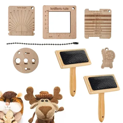 Produktbild von Set mit 8 Holz-Wollkämmen für Filzprojekte