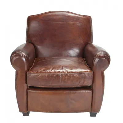 Zdjęcie produktu dla Fotel w stylu Chesterfield z brązowej skóry licowej z wąsami