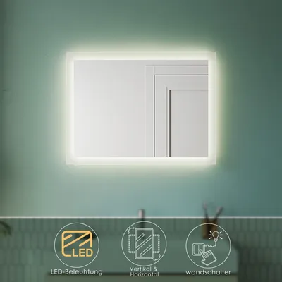Obrázek produktu pro Koupelnové zrcadlo s LED osvětlením Koupelnové zrcadlo Nástěnné zrcadlo Osvětlené zrcadlo 80x60cm