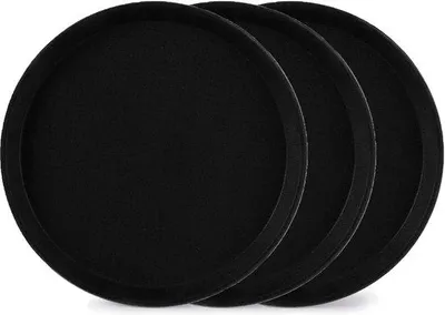 Produktbild von Famanu Servierplatten 3er Set 28 cm rutschfest - Schwarz